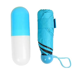 UV Protection Mini Tablet Umbrella | Capsule Umbrella For Rain Windproof & Sun Protection Features, 4 Folding Compact Capsule Case For Men, Women, Kids GenzVybs